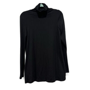 Peruvian Connection Top Turtleneck Pima Cotton Black Long Sleeve Women Medium